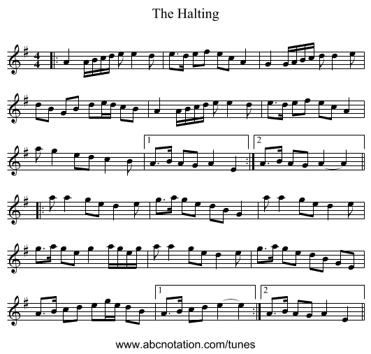 The Halting - staff notation