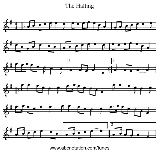 The Halting - staff notation