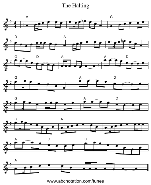 The Halting - staff notation