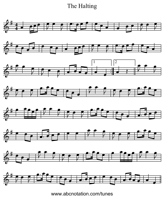 The Halting - staff notation