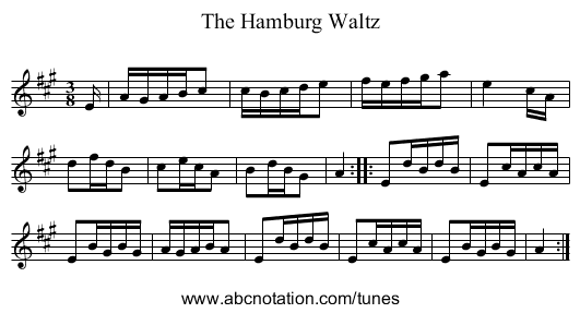 The Hamburg Waltz - staff notation
