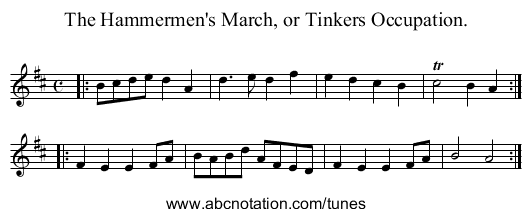 The Hammermen's March, or Tinkers Occupation. - staff notation