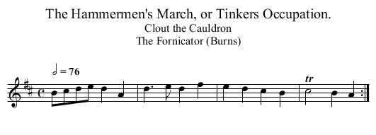 The Hammermen's March, or Tinkers Occupation. - staff notation