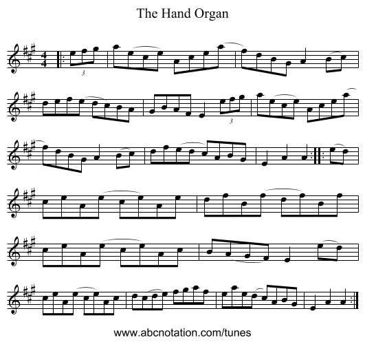 The Hand Organ - staff notation