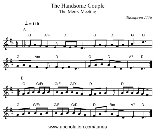 The Handsome Couple - staff notation