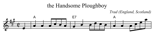 the Handsome Ploughboy - staff notation