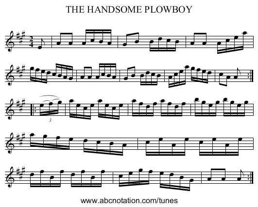 THE HANDSOME PLOWBOY - staff notation
