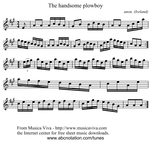 The handsome plowboy - staff notation