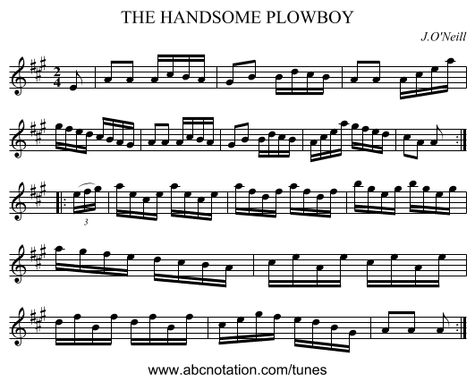 THE HANDSOME PLOWBOY - staff notation