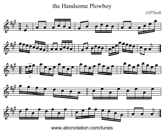 the Handsome Plowboy - staff notation