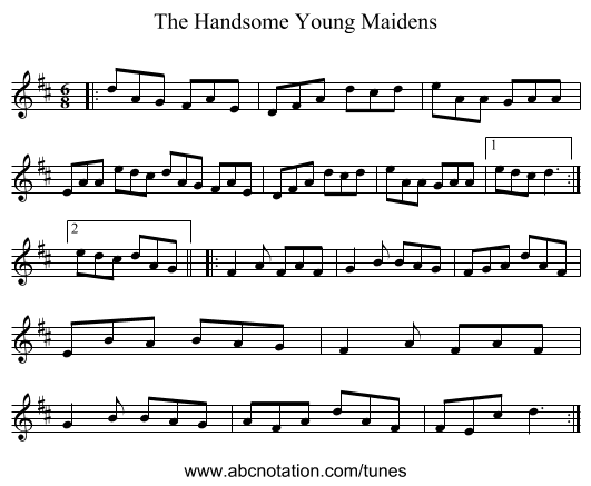 The Handsome Young Maidens - staff notation