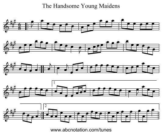 The Handsome Young Maidens - staff notation