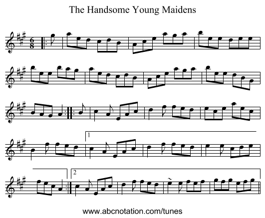 The Handsome Young Maidens - staff notation