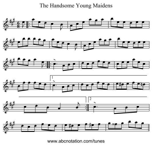 The Handsome Young Maidens - staff notation