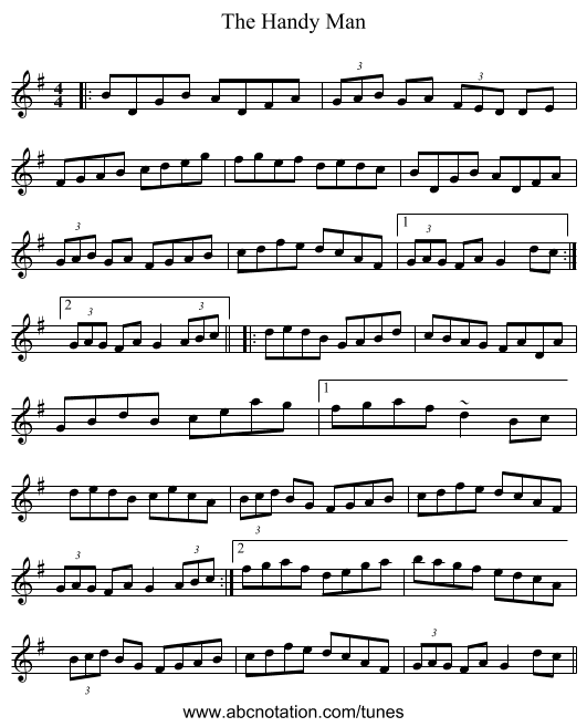 The Handy Man - staff notation