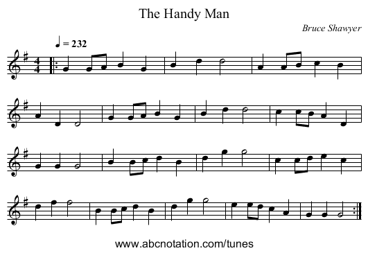 The Handy Man - staff notation