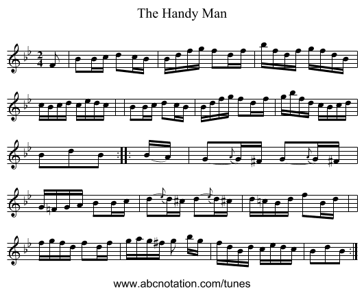 The Handy Man - staff notation