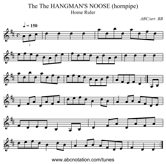 The HANGMAN'S NOOSE (hornpipe), The - staff notation