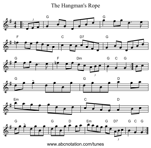 The Hangman's Rope - staff notation