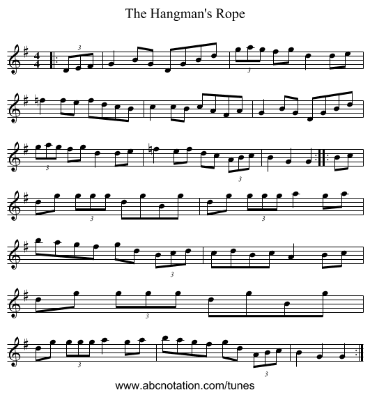The Hangman's Rope - staff notation
