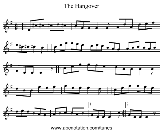 The Hangover - staff notation