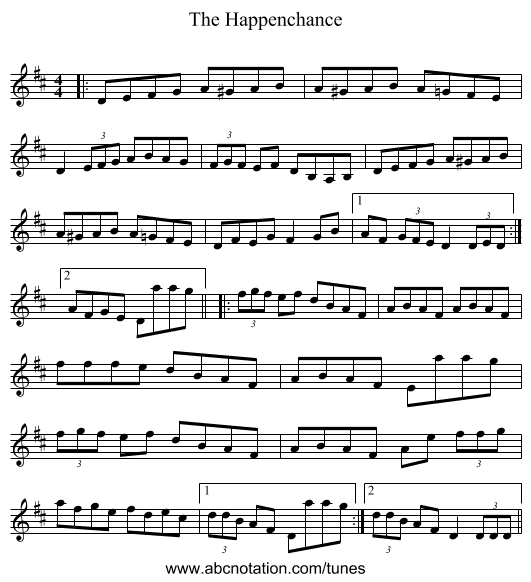 The Happenchance - staff notation