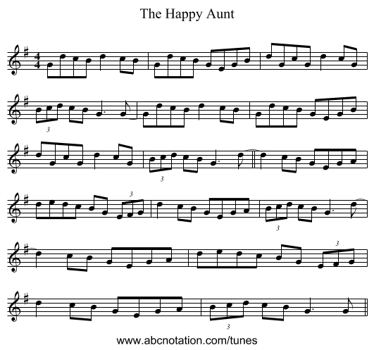 The Happy Aunt - staff notation
