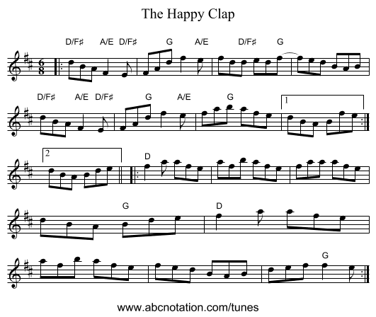 The Happy Clap - staff notation