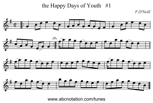 the Happy Days of Youth   #1 - staff notation