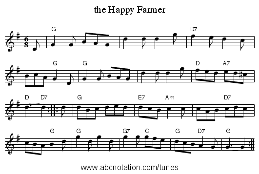 the Happy Farmer - staff notation