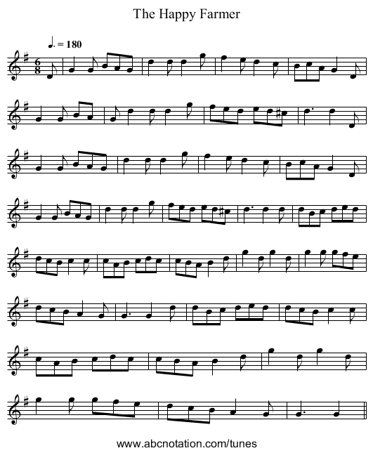 The Happy Farmer - staff notation