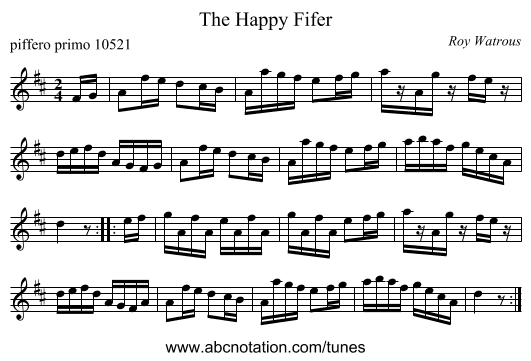 The Happy Fifer - staff notation