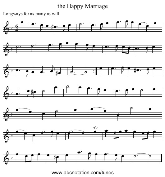the Happy Marriage - staff notation
