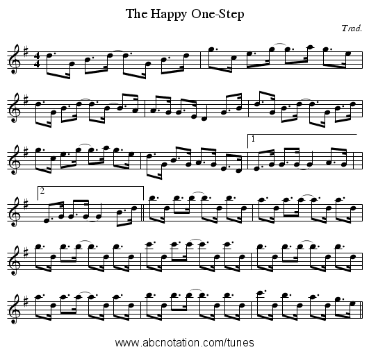 The Happy One-Step - staff notation