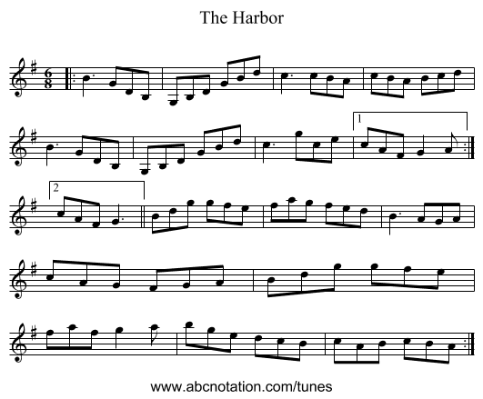 The Harbor - staff notation
