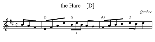 the Hare    [D] - staff notation