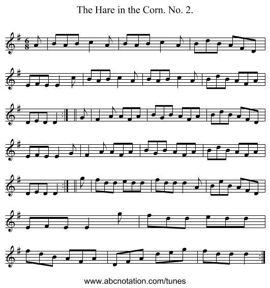The Hare in the Corn. No. 2. - staff notation