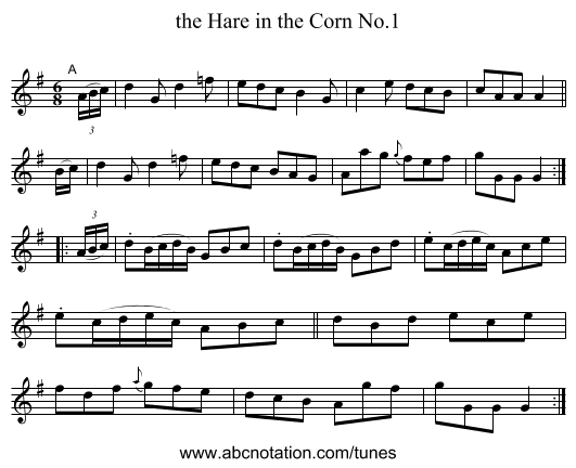 the Hare in the Corn No.1 - staff notation