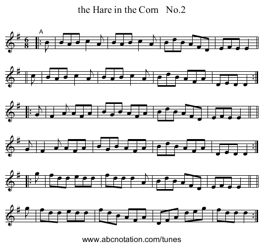 the Hare in the Corn   No.2 - staff notation