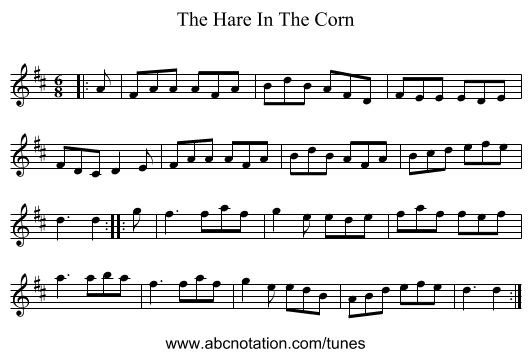 The Hare In The Corn - staff notation
