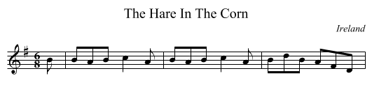 The Hare In The Corn - staff notation
