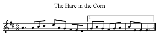 The Hare in the Corn - staff notation