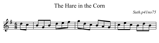 The Hare in the Corn - staff notation