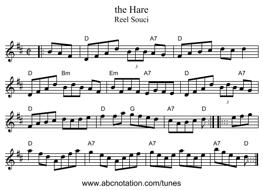 the Hare - staff notation