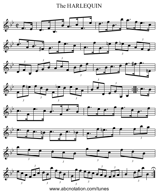 The HARLEQUIN - staff notation