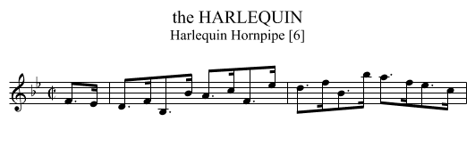 the HARLEQUIN - staff notation