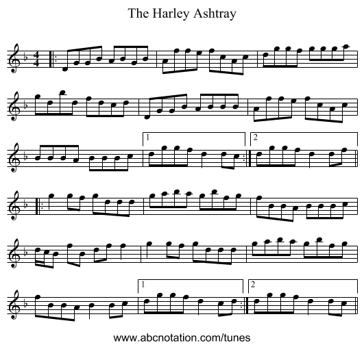 The Harley Ashtray - staff notation