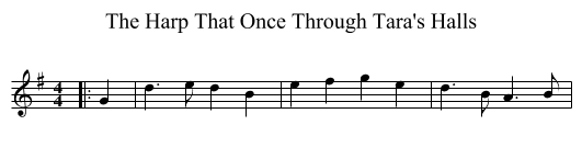 The Harp That Once Through Tara's Halls - staff notation