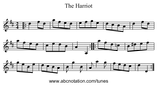 The Harriot - staff notation