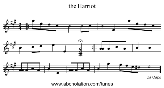 the Harriot - staff notation